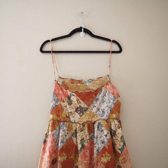 ASOS Design Scalloped Edge Cut-Out Back Spaghetti Strap Mixed Floral Patchwork - Picture 5 of 8